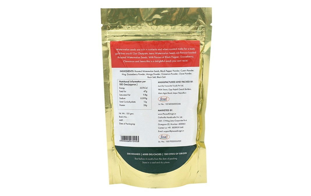 Place of Origin Roasted Watermelon Seeds    Pack  150 grams